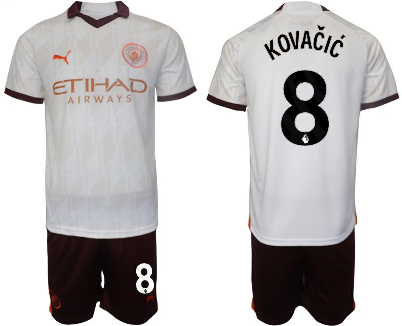 Men 2023-2024 Club Manchester City away white 8 Soccer Jersey